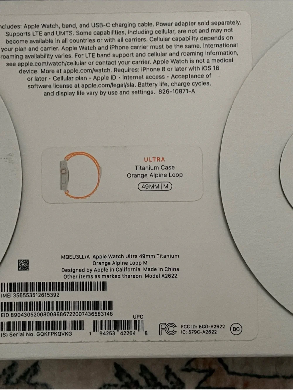 Apple Watch Ultra — Titanium Case with Bright Orange Sport Loop M (NEW IN BOX)